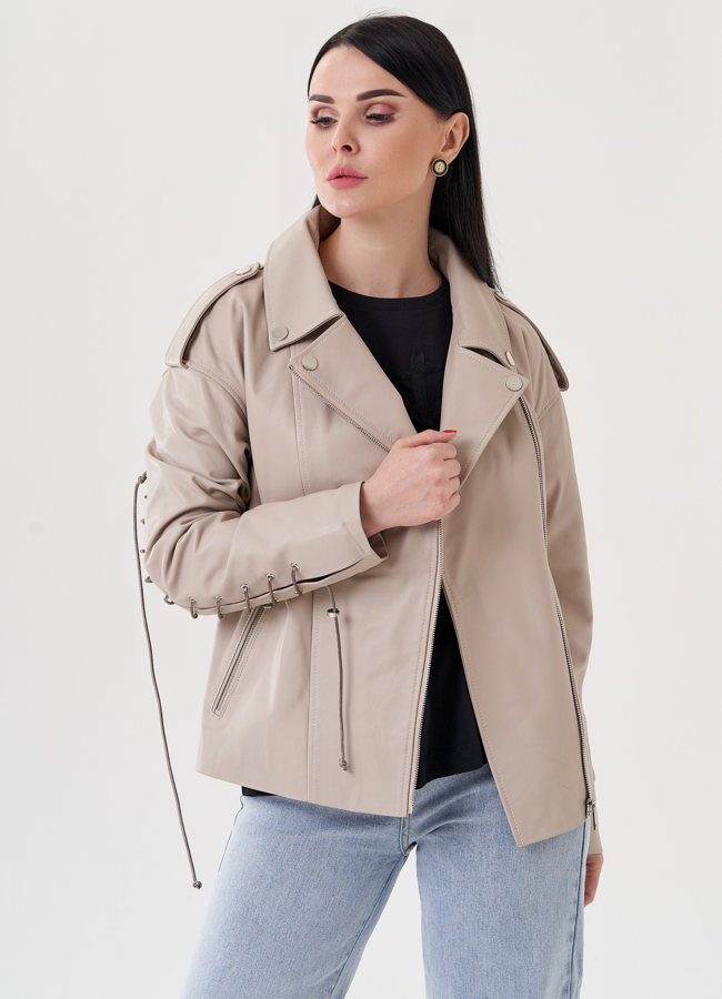 Женкая куртка-косуха из натуральной кожи  модель № 24402 в кредит