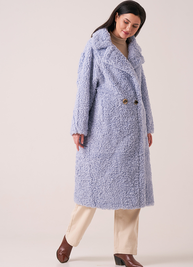 фото Шуба из эко меха с английским воротником модель № 211