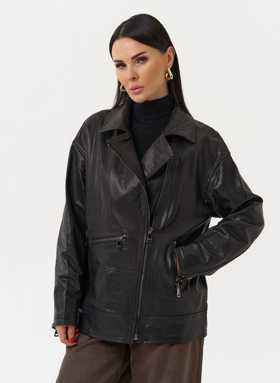 Женская косуха оверсайз черного цвета