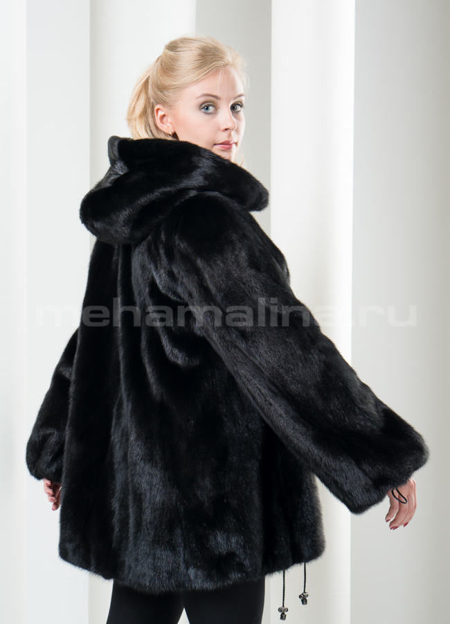 фото Норковая шуба на кулиске, укороченная модель № S-89