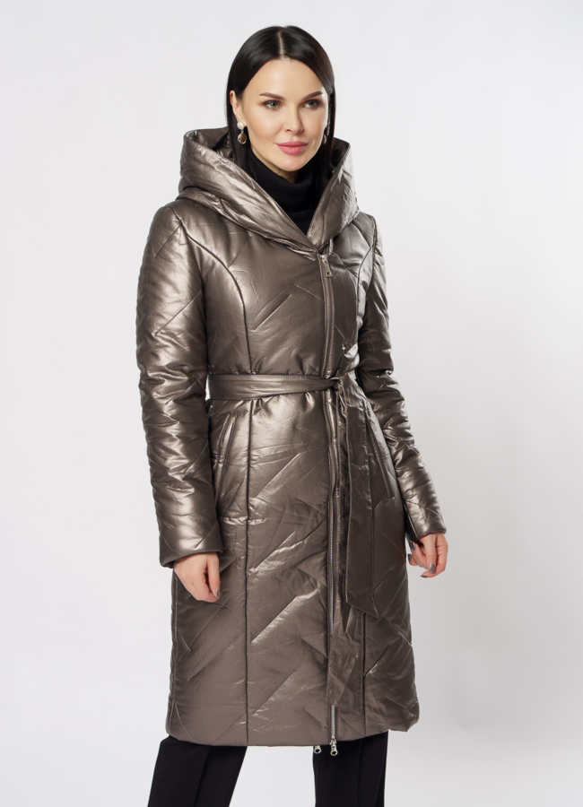 Пуховик женский на молнии с капюшоном модель № 19344 универмаг малина