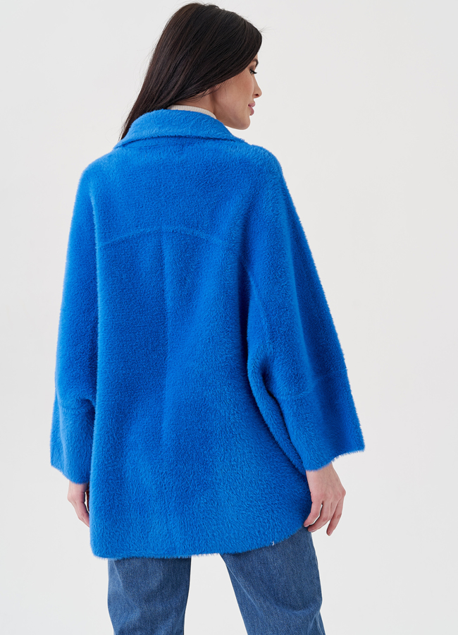 Короткий кардиган синего цвета модель № 80240 в кредит