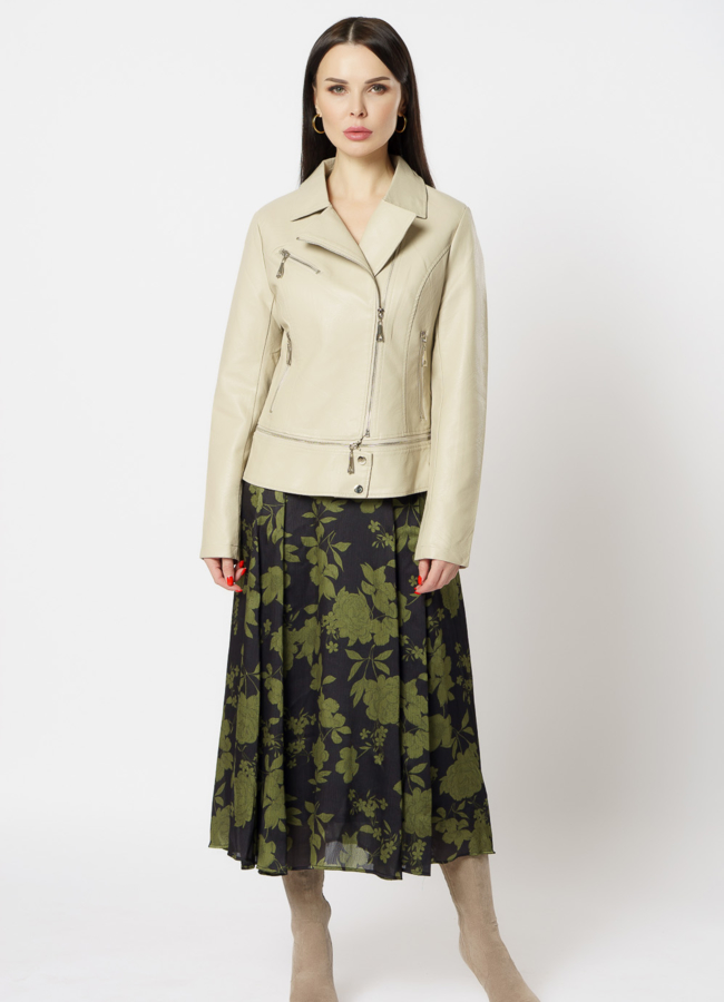 фото Куртка из эко кожи бежевого цвета модель № 20629