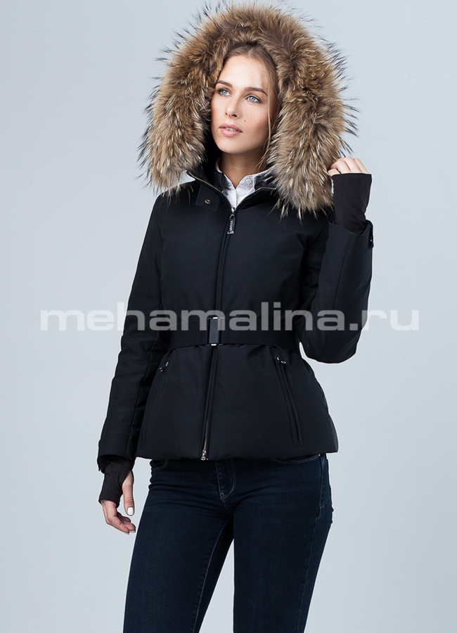 Пуховик на биопухе модель № П-277 меха малина