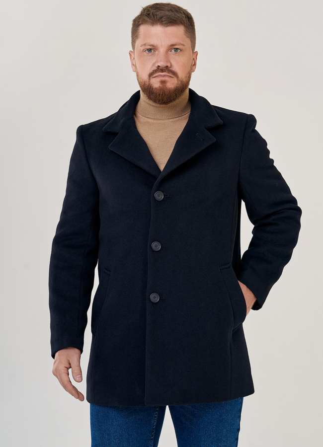 Утепленное мужское пальто в черном цвете модель № 23214 универмаг малина