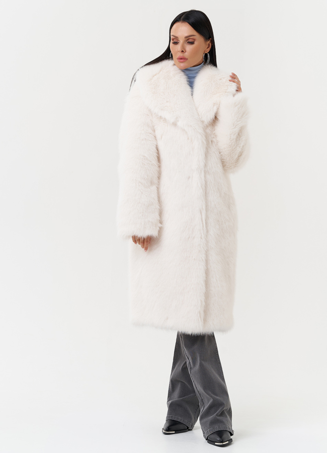 Женская шуба из эко меха модель № 28688 меха малина