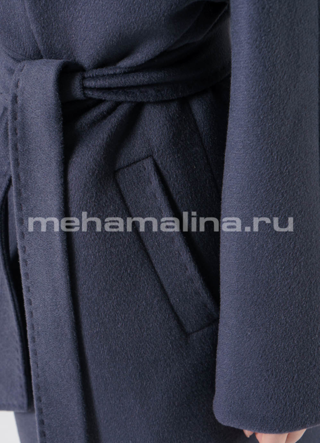 Пальто на поясе со стойкой цвет графит модель № 463 универмаг малина