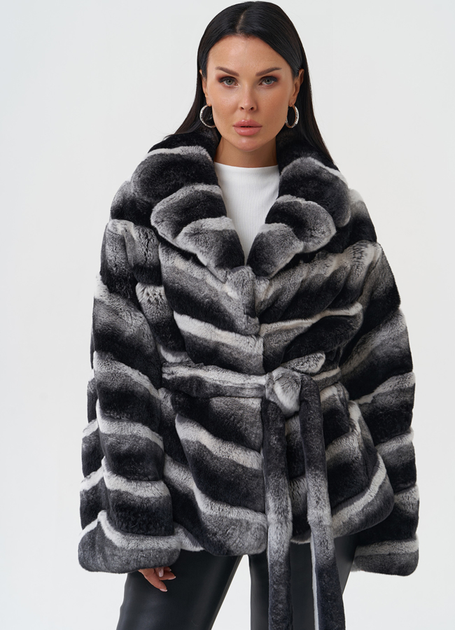 Женская шуба из меха кролика модель № 31948 меха малина