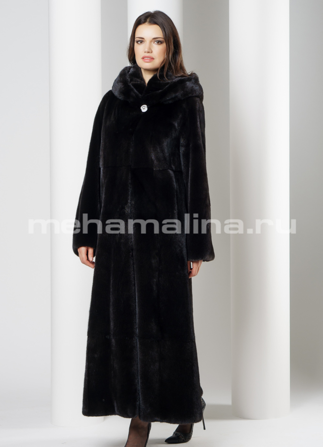 Норковая шуба модель № S-644 меха малина
