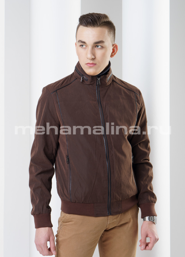 Мужская куртка модель № KP-146 меха малина