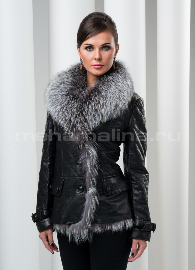 Куртка с чернобуркой утепленная модель № K-179 в кредит