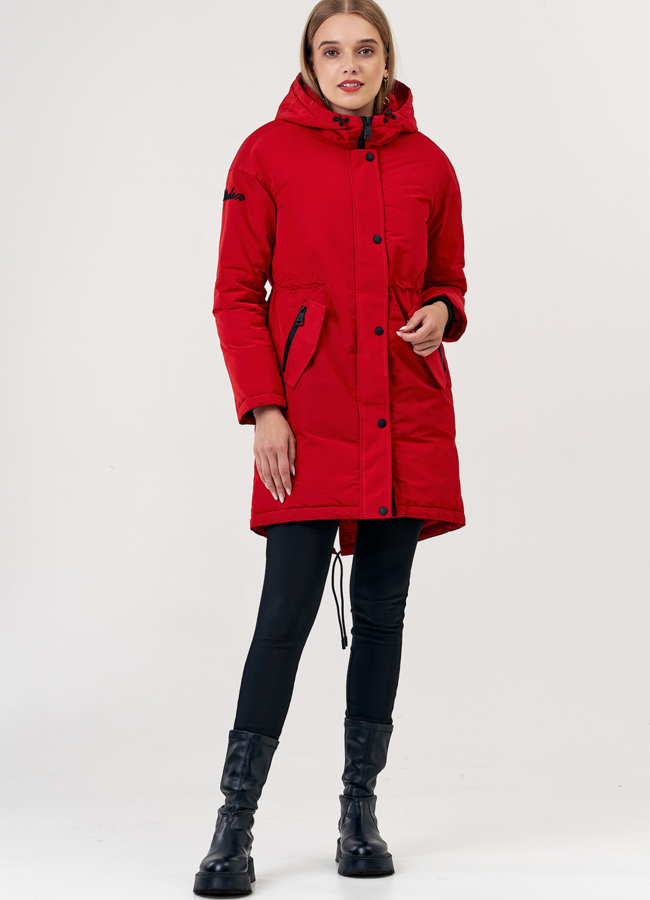 Женская парка в красном цвете модель № 21241 универмаг малина