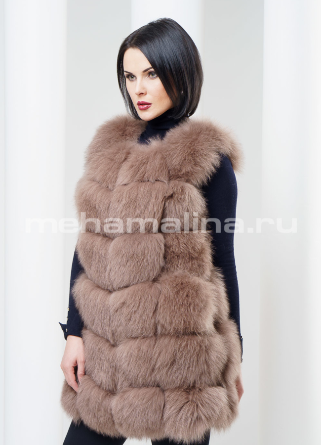 фото Жилет из песца поперечка модель № S-362