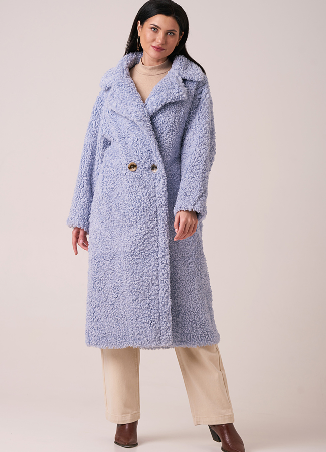 Шуба из эко меха с английским воротником модель № 211 меха малина