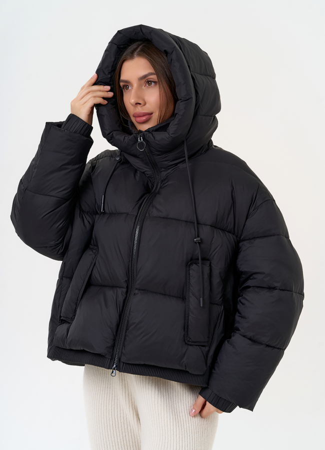 Женский короткий пуховик черного цвета модель № 31589 универмаг малина Женский короткий пуховик черного цвета модель № 31589 универмаг малина