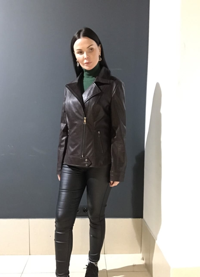 Куртка из эко кожи приталенная модель № 7991 в рассрочку