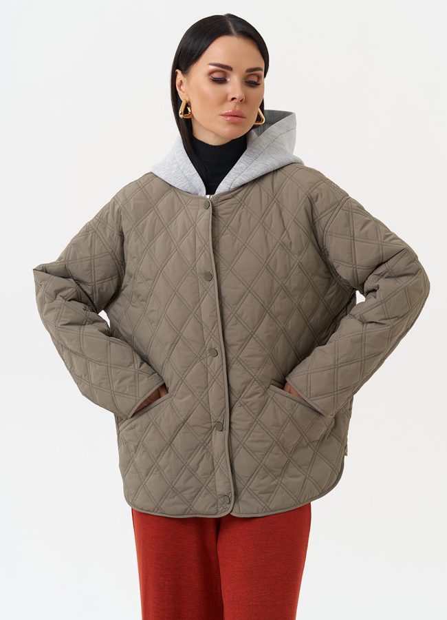 Женская куртка со съемным трикотажным капюшоном модель № 30045 в кредит