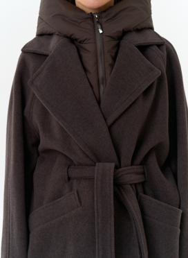 Женское пальто со съемный капюшоном