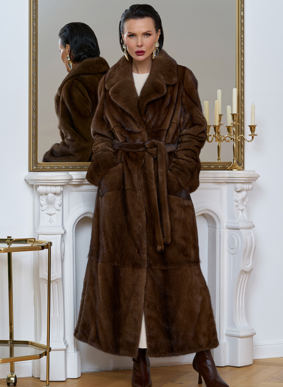 Длинная шуба из меха скандинавской норки