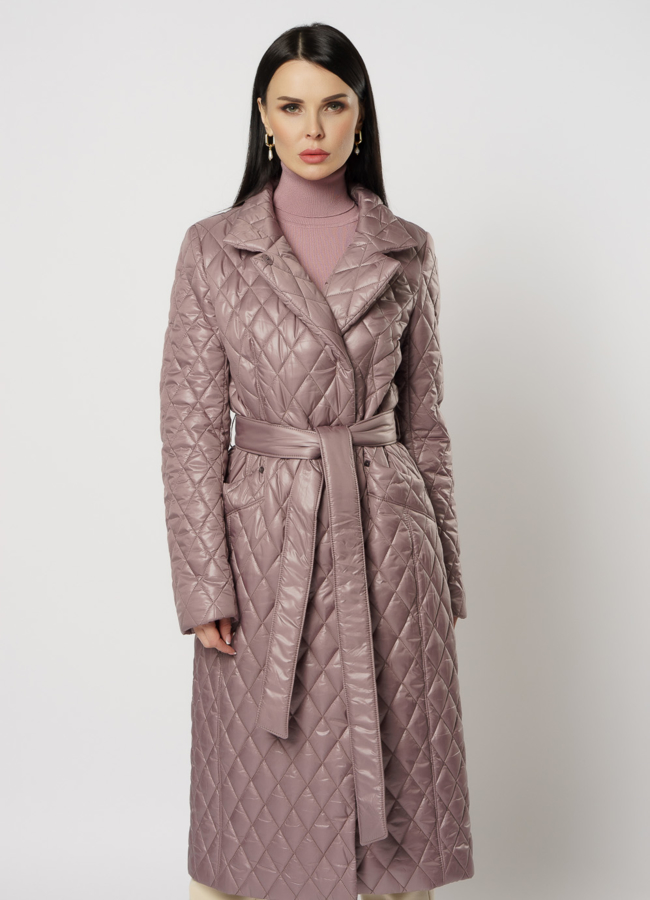 Пальто женское из текстиля на утеплителе модель № 2692 меха малина