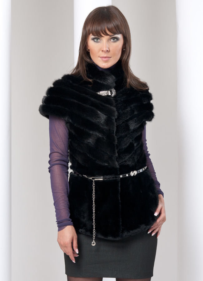 Жилет из норки модель № M-2 меха малина