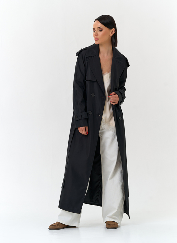 Женский длинный плащ с поясом