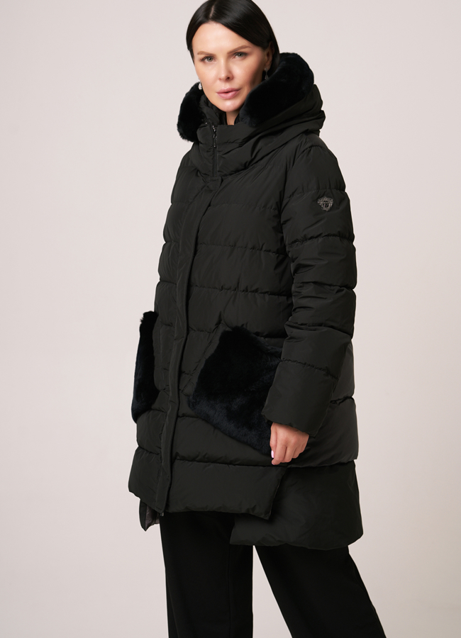 Зимний пуховик DiegoM с капюшоном  модель № Diego-M 704 универмаг малина