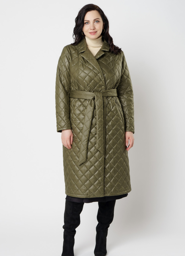 фото Женское демиезонное пальто зеленого цвета модель № 46