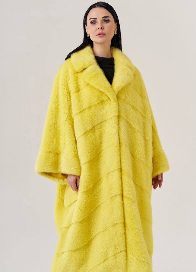 Женская норковая шуба с английским воротником  модель № 23817 меха малина