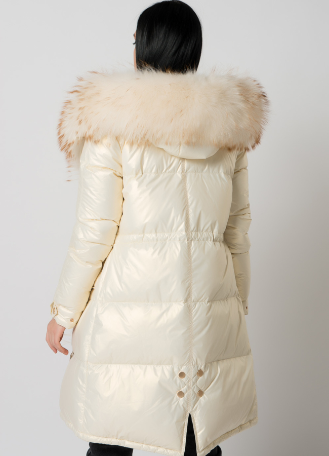 Парка- пуховик белого цвета модель № 75734 в кредит