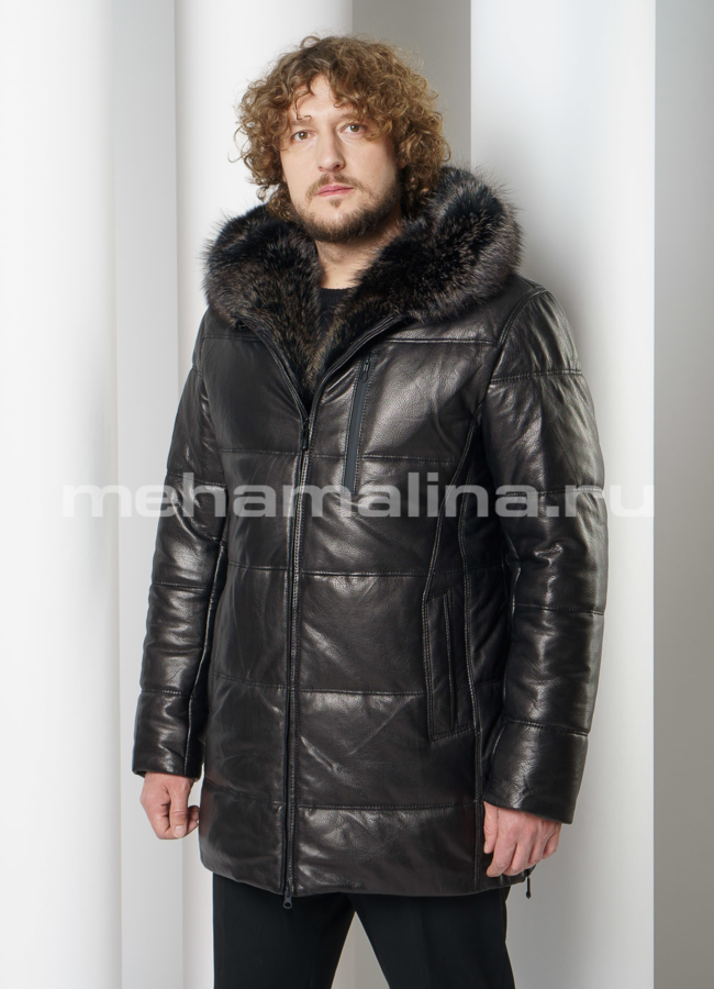 Удлиненный пуховик на молнии с капюшоном модель № ПМ-107 универмаг малина