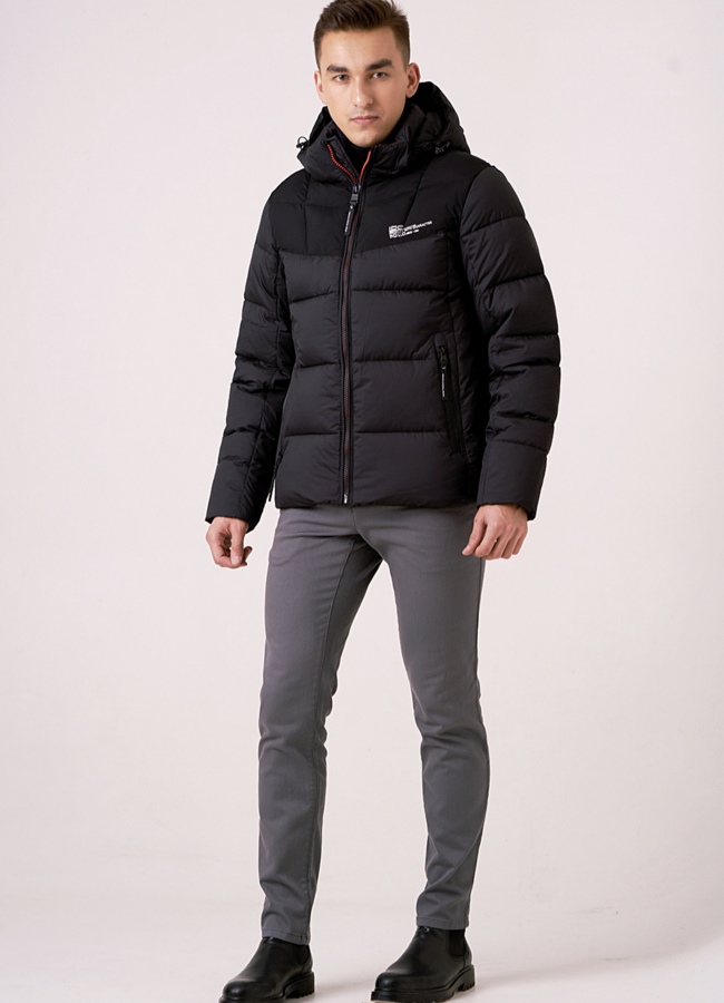 Куртка с капюшоном на молнии в черном цвете модель № 925 универмаг малина