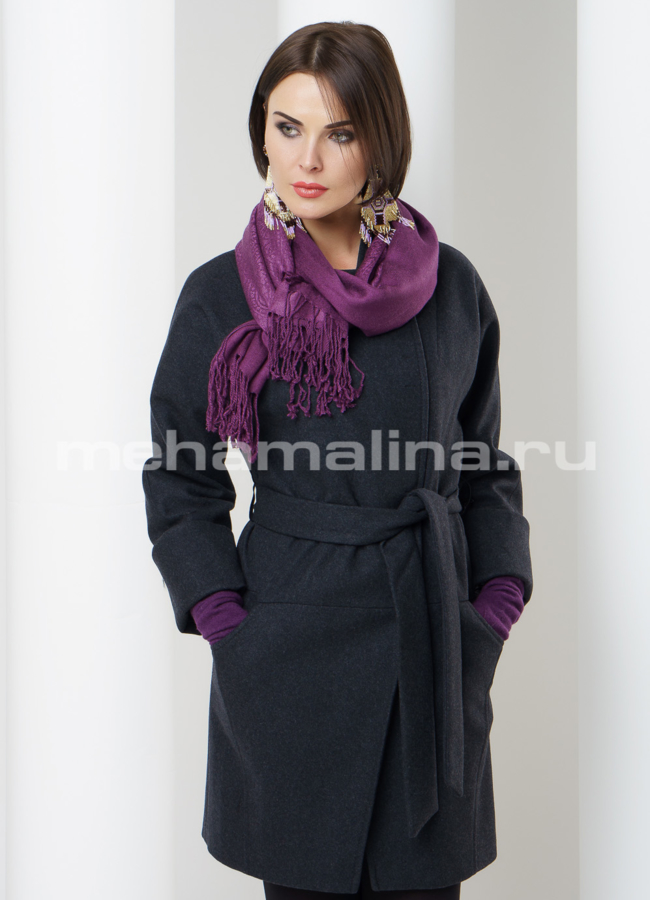 Пальто Avalon прямое  модель № 2136 меха малина