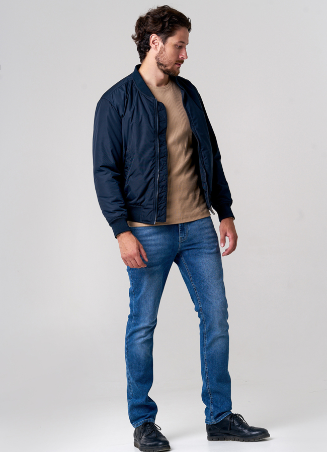Куртка бомбер мужская синего цвета модель № MC 110 в рассрочку