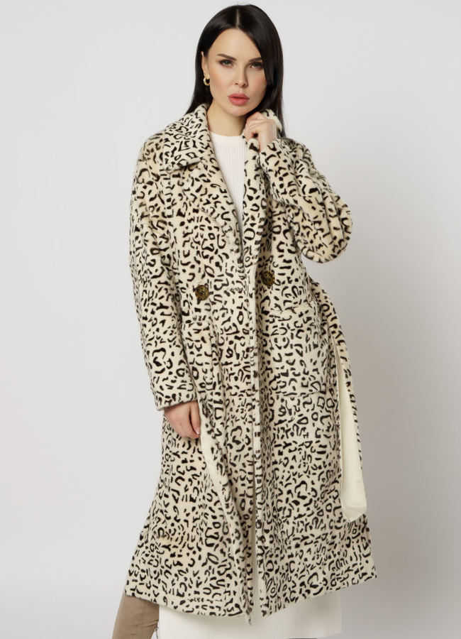 Женское пальто с леопардовым принтом модель № 18295 универмаг малина
