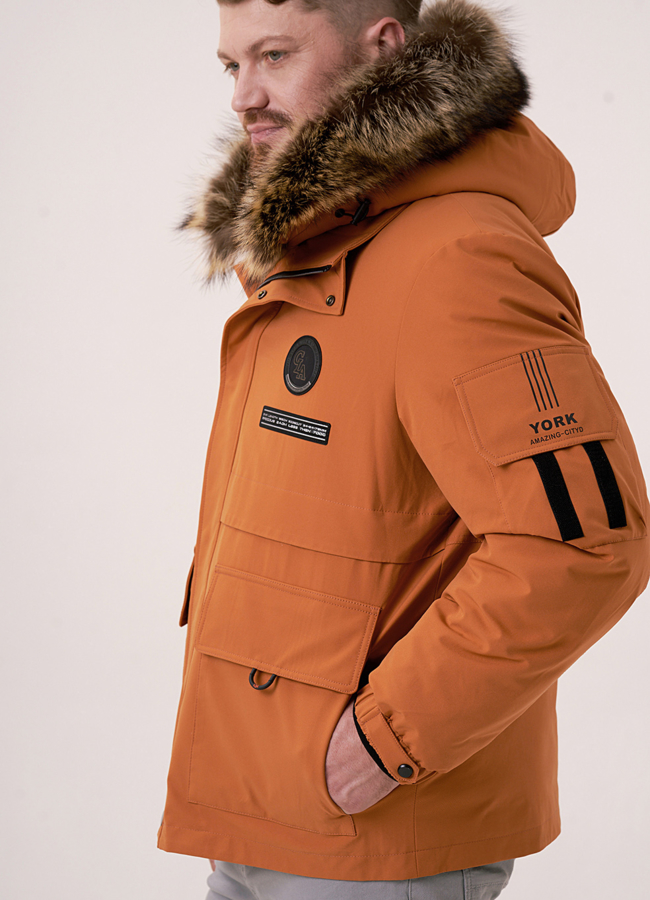 Мужская парка с меховой отделкой  модель № 387 в рассрочку