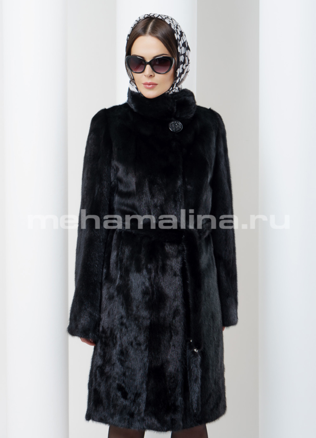 Норковая шуба  модель № S-481 меха малина