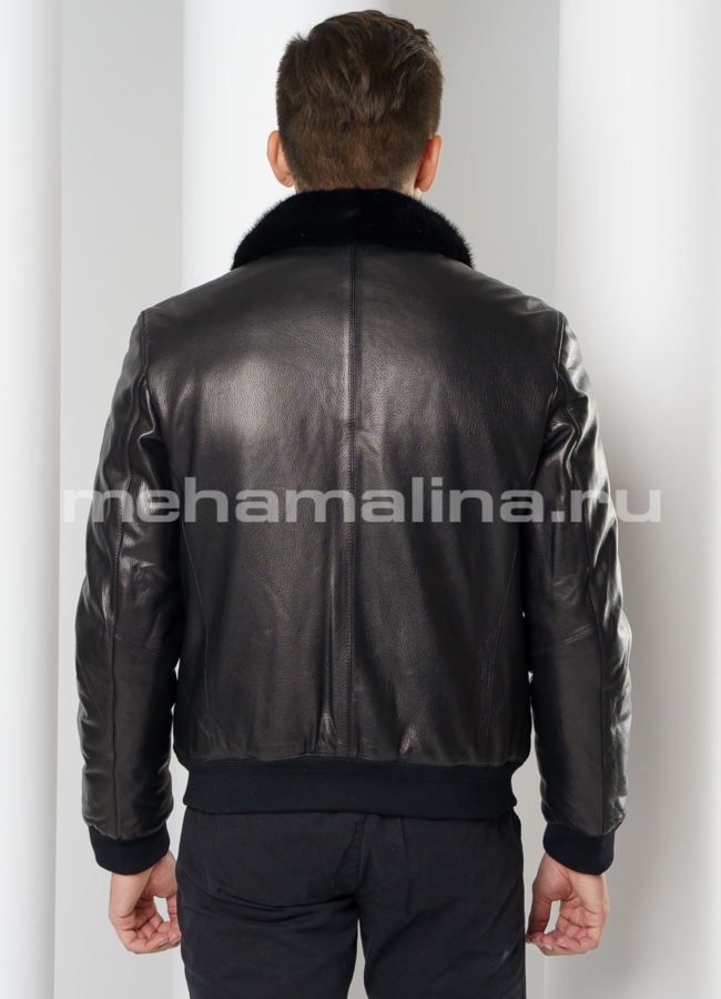 Кожаный пуховик модель № ПМ-99 в рассрочку