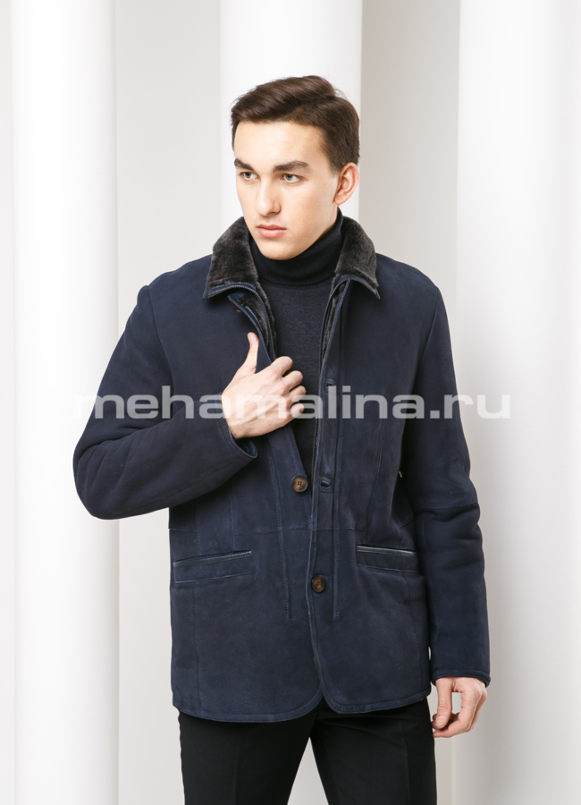 Мужская дубленка модель № DM-110 меха малина