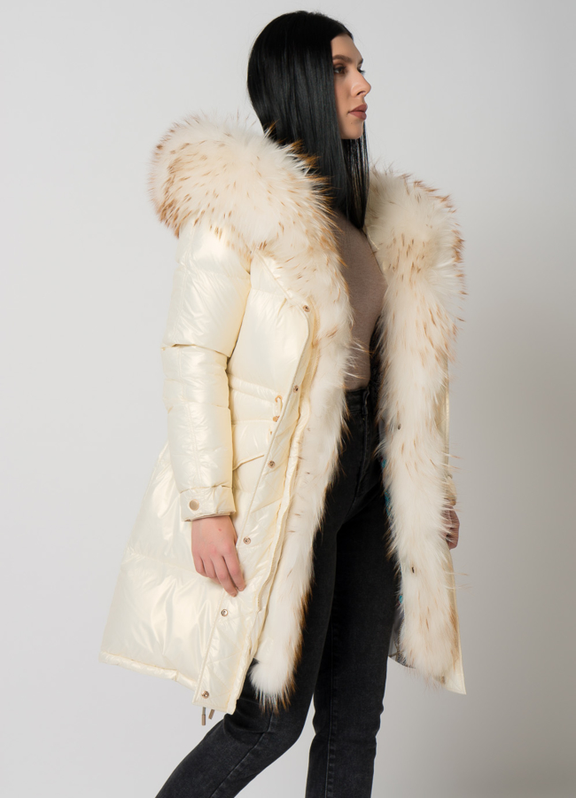 Парка- пуховик белого цвета модель № 75734 универмаг малина