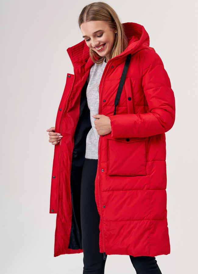 Женский пуховик прямого кроя модель № 3579 универмаг малина