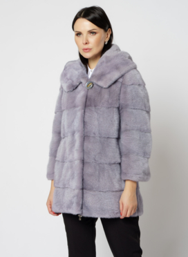 Норковая шуба с капюшоном голубого цвета трансформер  4 в 1