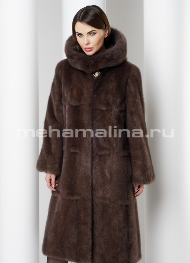 Норковая шуба модель № S-568/1 меха малина