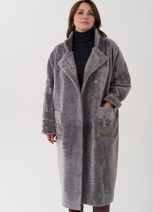 Женская дубленка с воротником стойка модель № 82473 универмаг малина