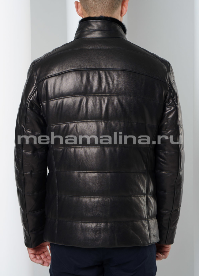 Кожаный пуховик модель № ПМ-88 в кредит