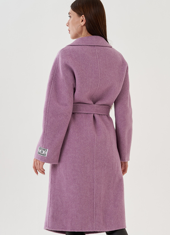Удлиненное женское пальто с поясом модель № 81424 в кредит