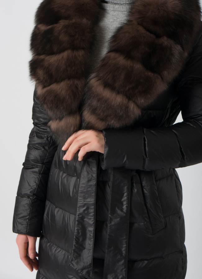 Пуховик с английским воротником из песца модель № 2191 универмаг малина