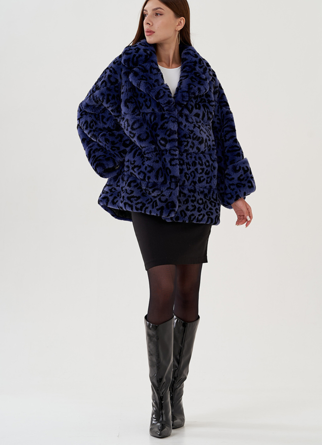 Укороченная шуба из кролика  модель № 81495 универмаг малина