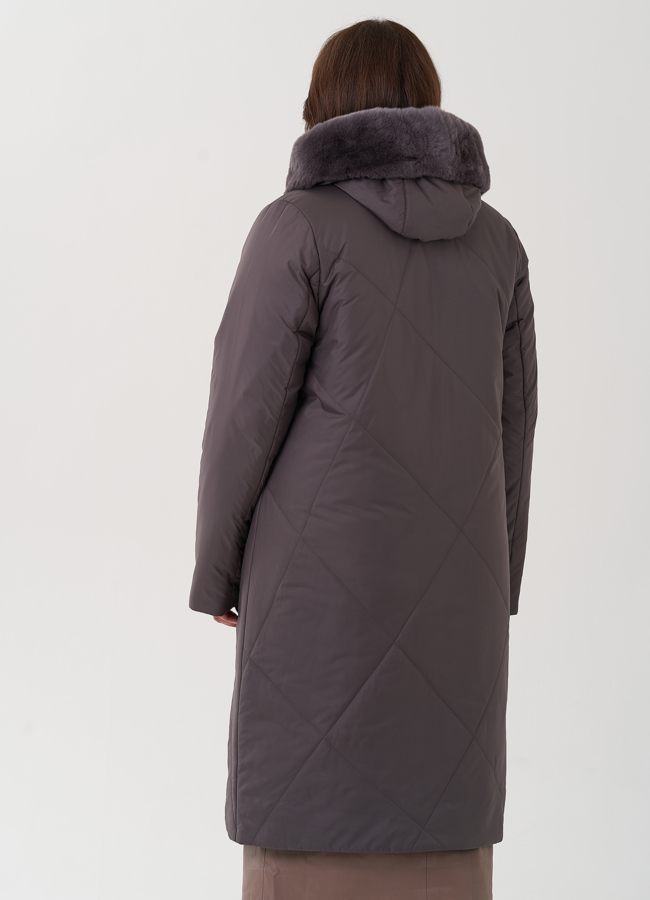 Женское пальто с капюшоном  модель № 79177 универмаг малина