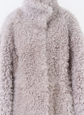 Женская двухсторонняя дубленка с воротником стойкой